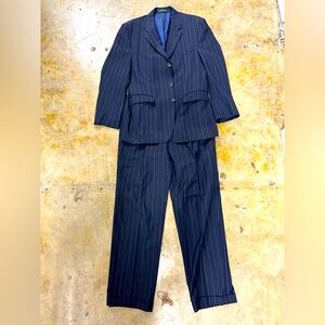 Vintage Ralph Lauren Blue label Full canvas bold chalk stripe Full suit 42 R